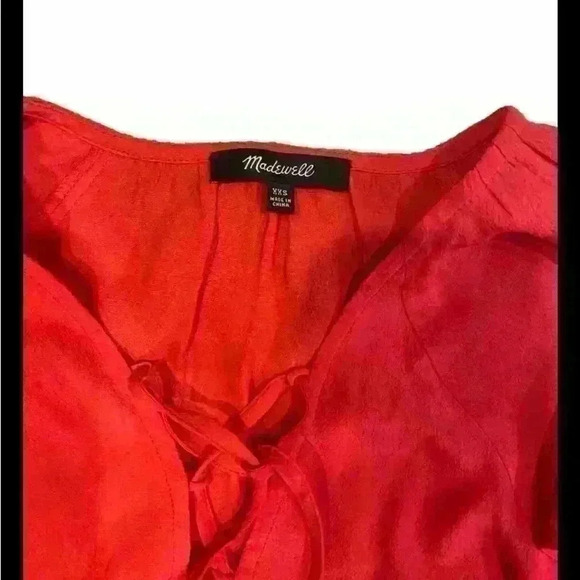 Madewell  Ruffle Sleeve Dress in Peach Coral Size XXSmall - Picture 2 of 3